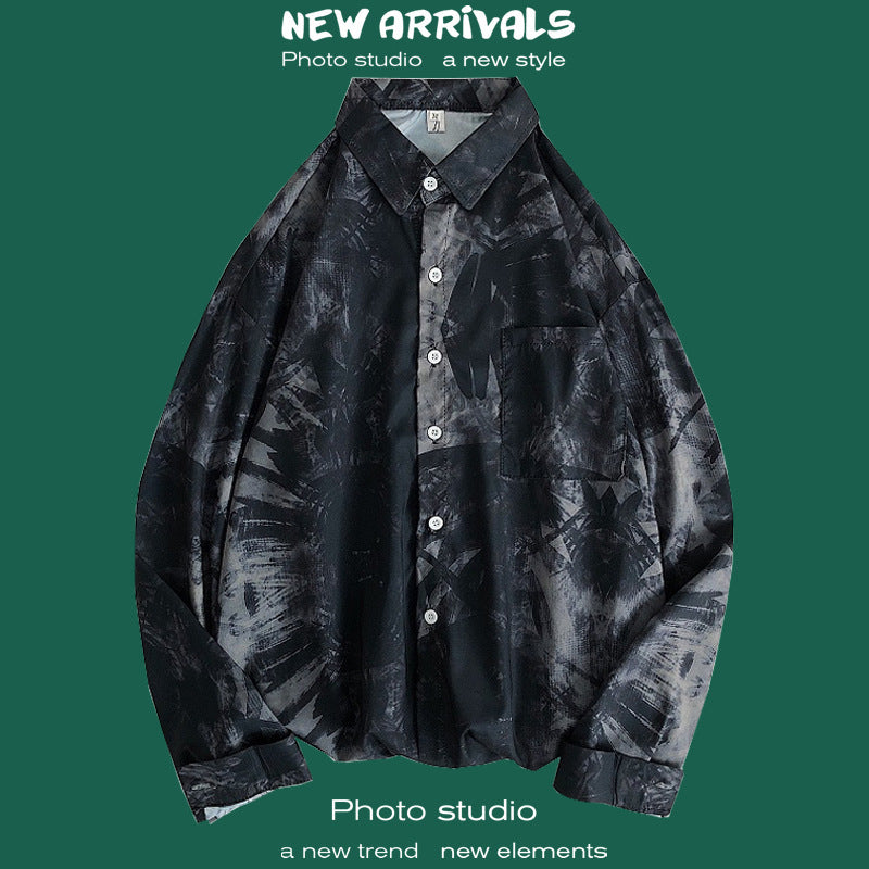 Men's Casual long sleeve shirt - lightweight button-up for spring & autumn.