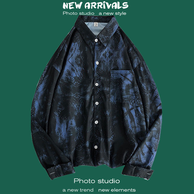 Men's Casual long sleeve shirt - lightweight button-up for spring & autumn.