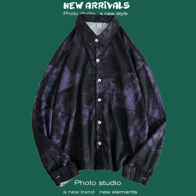 Men's Casual long sleeve shirt - lightweight button-up for spring & autumn.