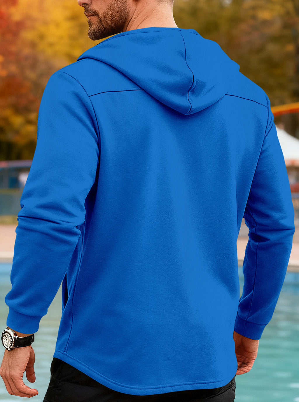 New Cross-Border Amazon Classic Mid-Length Slim-Fit Jacket European and American Foreign Trade Solid Color Casual Hooded Windbreaker for Men