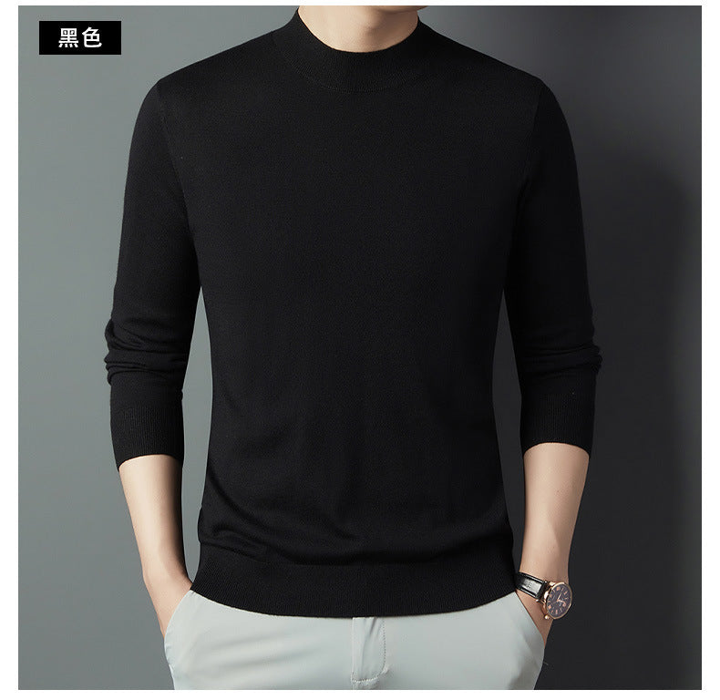 2025 New Half-Turtleneck Knit Sweater Long-Sleeve T-Shirt for Men, Spring and Autumn New Wool Sweater, Base Layer Sweater for Dad