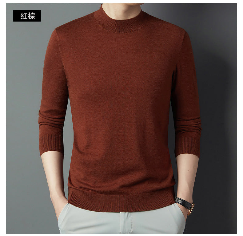 2025 New Half-Turtleneck Knit Sweater Long-Sleeve T-Shirt for Men, Spring and Autumn New Wool Sweater, Base Layer Sweater for Dad