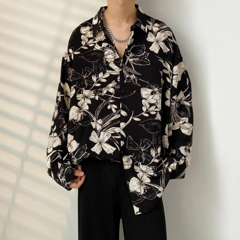Men's Casual long sleeve shirt - lightweight button-up for spring & autumn.