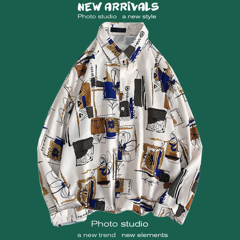 Men's Casual long sleeve shirt - lightweight button-up for spring & autumn.