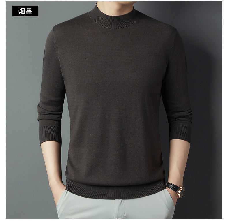 2025 New Half-Turtleneck Knit Sweater Long-Sleeve T-Shirt for Men, Spring and Autumn New Wool Sweater, Base Layer Sweater for Dad