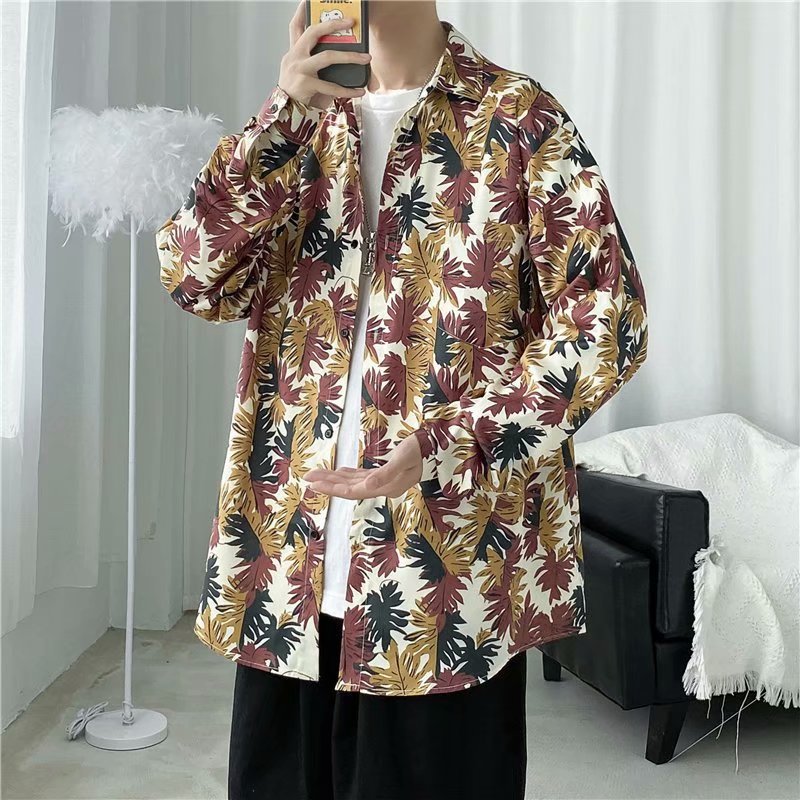Men's Casual long sleeve shirt - lightweight button-up for spring & autumn.
