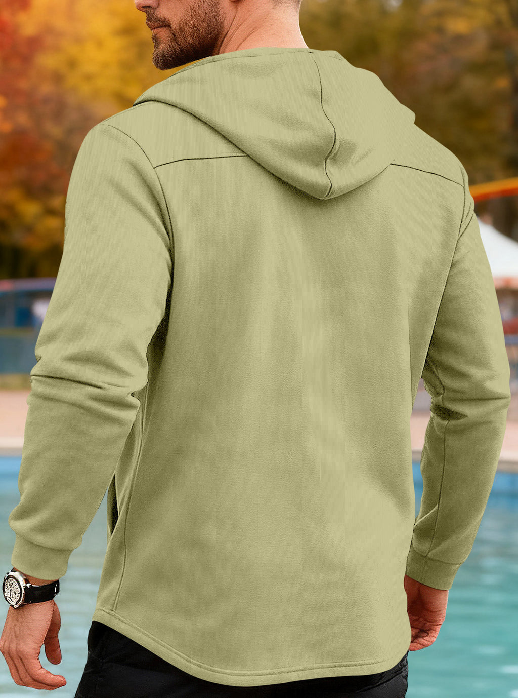 New Cross-Border Amazon Classic Mid-Length Slim-Fit Jacket European and American Foreign Trade Solid Color Casual Hooded Windbreaker for Men