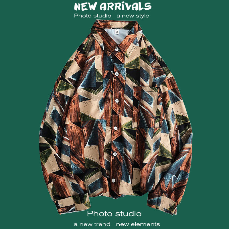 Men's Casual long sleeve shirt - lightweight button-up for spring & autumn.