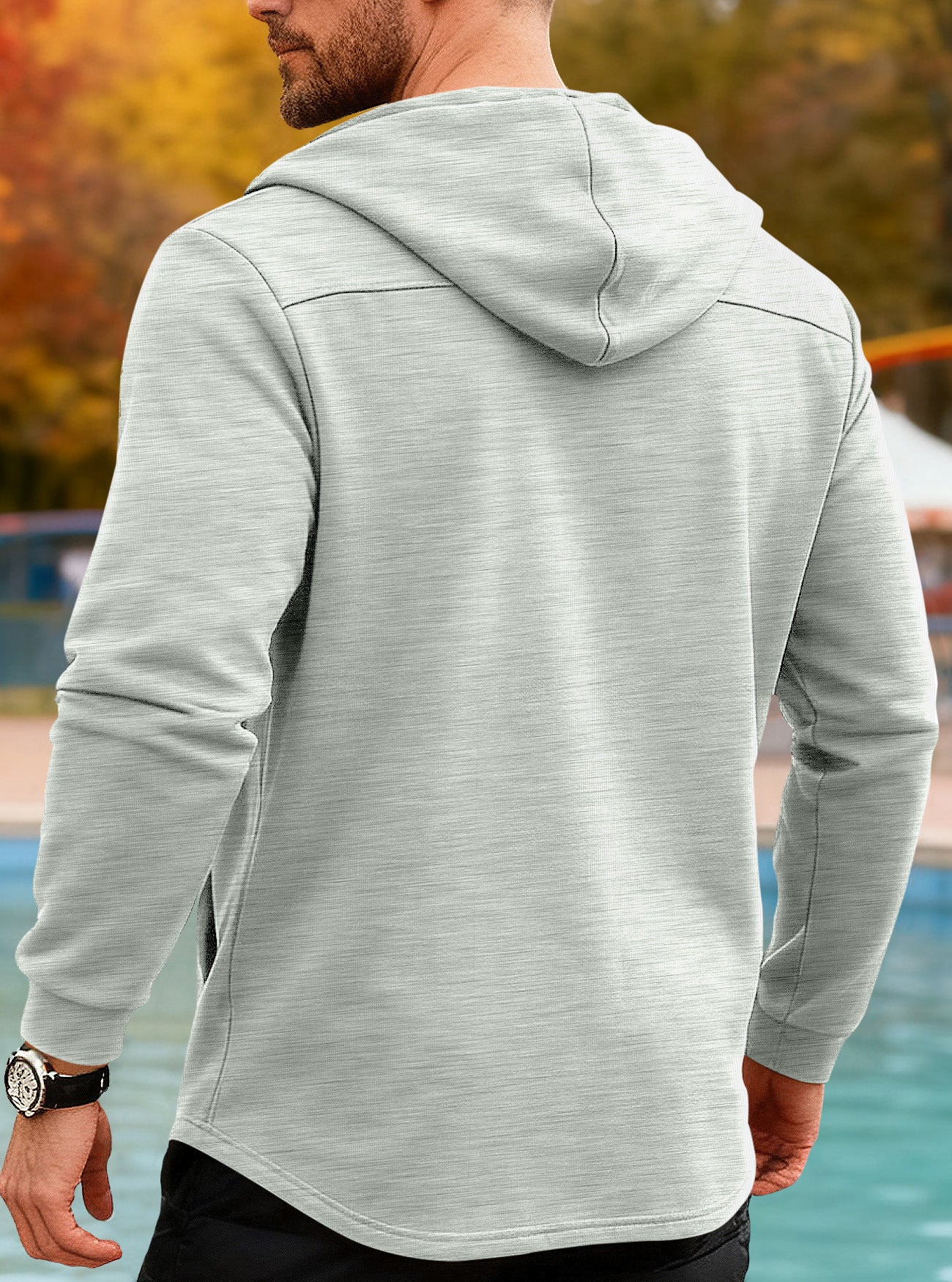 New Cross-Border Amazon Classic Mid-Length Slim-Fit Jacket European and American Foreign Trade Solid Color Casual Hooded Windbreaker for Men