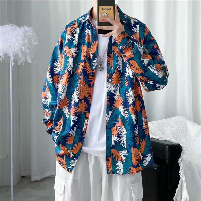 Men's Casual long sleeve shirt - lightweight button-up for spring & autumn.