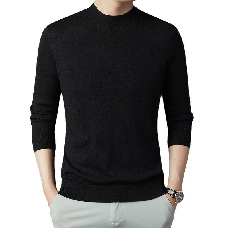 2025 New Half-Turtleneck Knit Sweater Long-Sleeve T-Shirt for Men, Spring and Autumn New Wool Sweater, Base Layer Sweater for Dad
