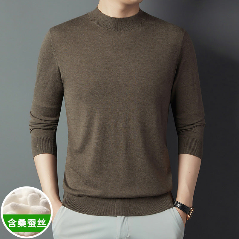 MEN'S HALF TURTLENECK KNIT SWEATER - LONG SLEEVE WARM PULLOVER FOR FALL & WINTER