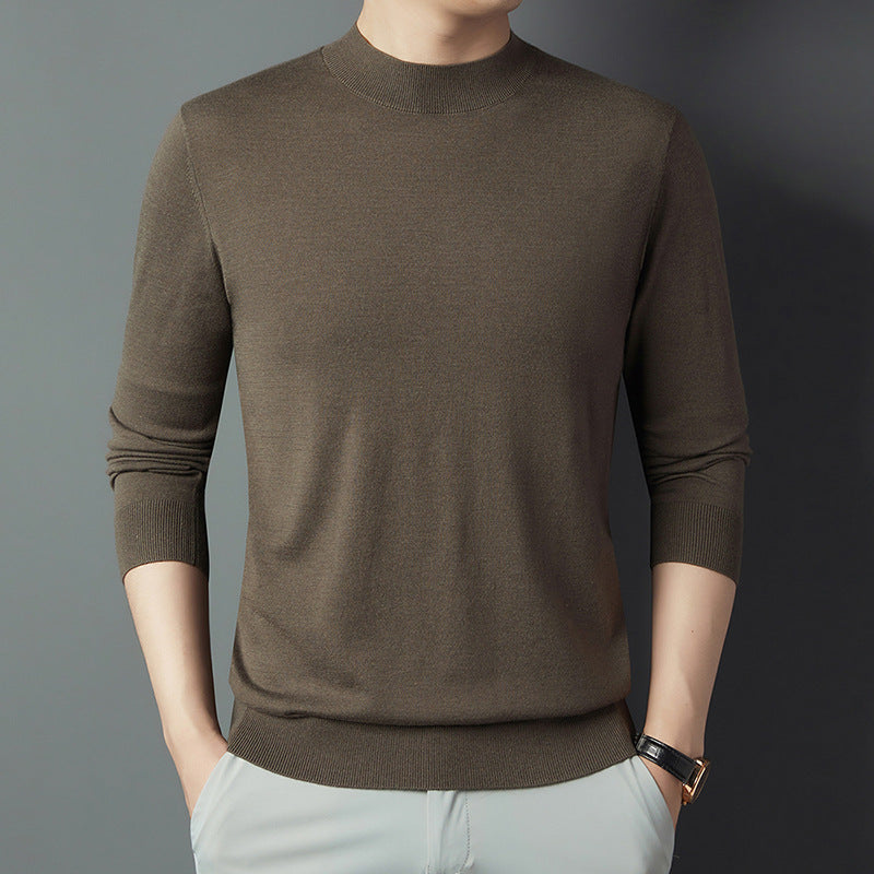 2025 New Half-Turtleneck Knit Sweater Long-Sleeve T-Shirt for Men, Spring and Autumn New Wool Sweater, Base Layer Sweater for Dad