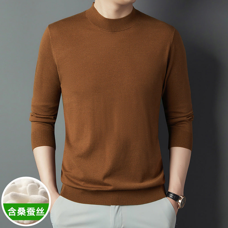 MEN'S HALF TURTLENECK KNIT SWEATER - LONG SLEEVE WARM PULLOVER FOR FALL & WINTER