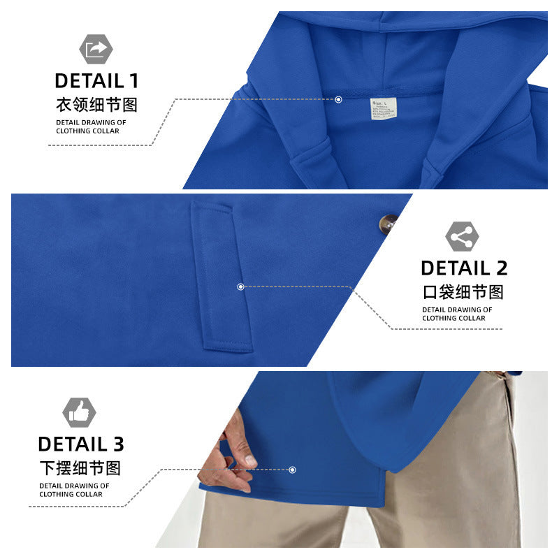 New Cross-Border Amazon Classic Mid-Length Slim-Fit Jacket European and American Foreign Trade Solid Color Casual Hooded Windbreaker for Men