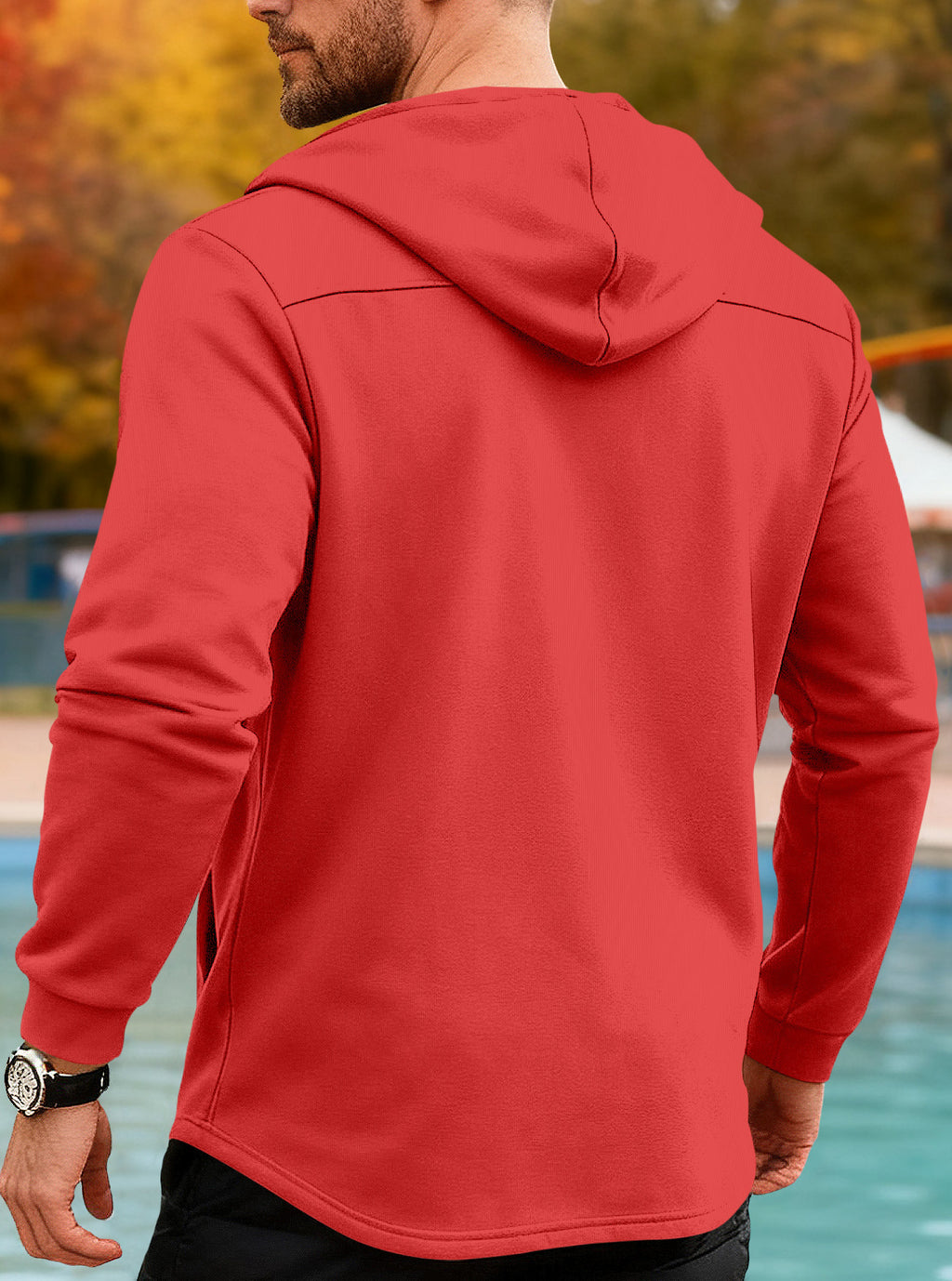 New Cross-Border Amazon Classic Mid-Length Slim-Fit Jacket European and American Foreign Trade Solid Color Casual Hooded Windbreaker for Men