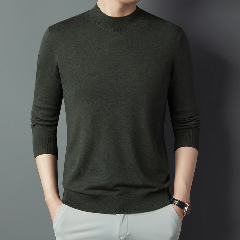 2025 New Half-Turtleneck Knit Sweater Long-Sleeve T-Shirt for Men, Spring and Autumn New Wool Sweater, Base Layer Sweater for Dad