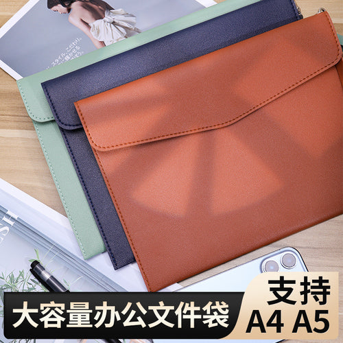 A4 leather file bag with portable A5 briefcase file bag advertising file bag custom contract bag printable logo